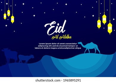 Illustration of Eid Al Adha Month Celebration. with Eid al Adha typography in the Eid Al Adha Identity Logo Template and Concept Vector Logo