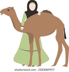 Illustration of Eid al-Adha Character. People with Sacrifice Animal. Isolated on White Background.