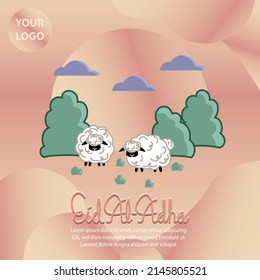 Illustration of Eid Al-Adha  greetings background vector design for web, social media, greetings card or invitation
