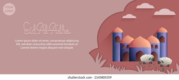Ilustración de los saludos de Eid Al-Adha diseño vectorial de fondo para web, medios sociales, tarjetas de felicitación o invitación