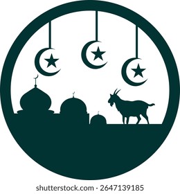 Illustration of Eid al-Fitr and Eid al-Adha icons, various sacrificial animals with transparent backgrounds as per design needs	
