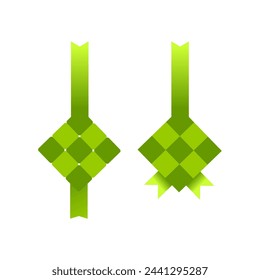 Illustration of Eid al-Fitr ketupat, green color, rice ketupat