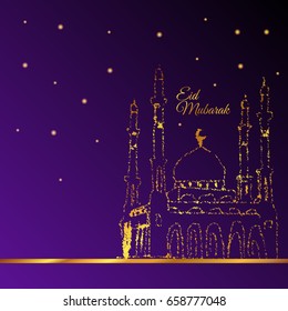 Illustration of Eid mubarak and Aid said greeting moubarak and mabrok for Muslim Community festival golden design eps 10