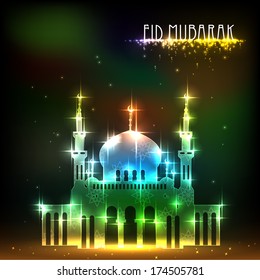 illustration of Eid Mubarak background with mosque