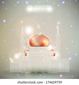 illustration of Eid Mubarak background with mosque