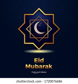 Illustration of Eid Mubarak Banner Greeting Card May God Bless perfect for card social media, website, story