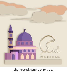Illustration of Eid Mubarak greetings background vector design for web, social media, or greetings card or invitation