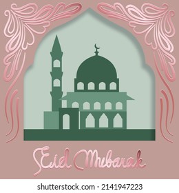 Ilustración de los saludos de Eid Mubarak diseño vectorial de fondo para web, medios sociales o tarjeta de felicitación o invitación