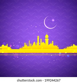 illustration of Eid Mubarak (Happy Eid) background with mosque