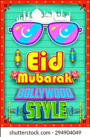 illustration of Eid Mubarak (Happy Eid) background Bollywood Style