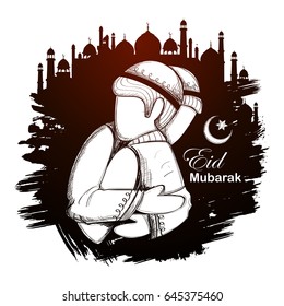 illustration of Eid Mubarak (Happy Eid) background for Islam religious festival on holy month of Ramazan