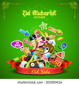 illustration of Eid Mubarak (Happy Eid) sale offer