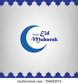 Illustration of Eid Mubarak with intricate Arabic pattern and moon for the celebration of Muslim community festival. Usable as background or greeting cards.