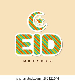 Illustration of Eid Mubarak with intricate calligraphy for the celebration of Muslim community festival.