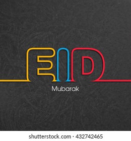 Illustration of Eid Mubarak with intricate calligraphy for the celebration of Muslim community festival.