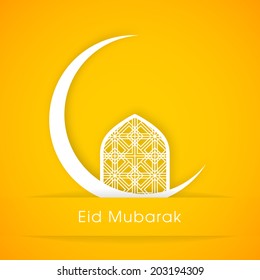 illustration of Eid Mubarak with intricate moon design.