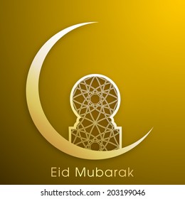 illustration of Eid Mubarak with intricate moon design.