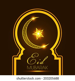 illustration of Eid Mubarak with intricate moon design.