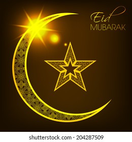 illustration of Eid Mubarak with intricate moon design.