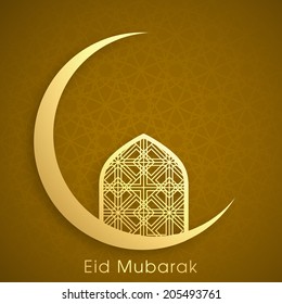 illustration of Eid Mubarak with intricate moon design.