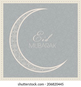 illustration of Eid Mubarak with intricate moon design.