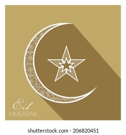 illustration of Eid Mubarak with intricate moon design.