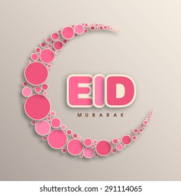 Illustration of Eid Mubarak with intricate moon for the celebration of Muslim community festival.