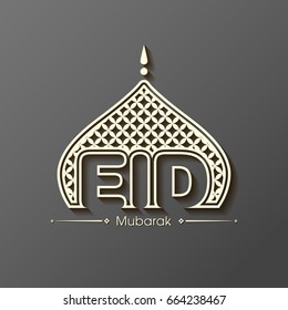 Illustration of Eid Mubarak with intricate mosque tombs for the celebration of Muslim community festival.
