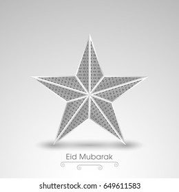 Illustration of Eid Mubarak with intricate star for the celebration of Muslim community festival.
