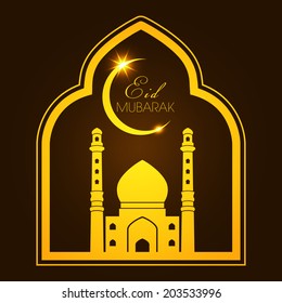 illustration of Eid Mubarak with mosque.