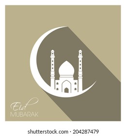 illustration of Eid Mubarak with mosque.