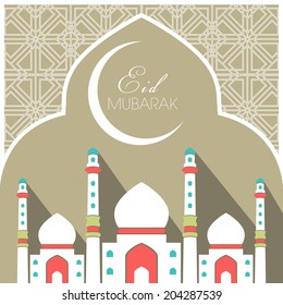 illustration of Eid Mubarak with mosque.