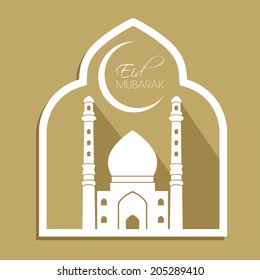 illustration of Eid Mubarak with mosque.