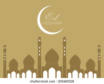 illustration of Eid Mubarak with mosque.