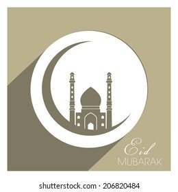 illustration of Eid Mubarak with mosque.
