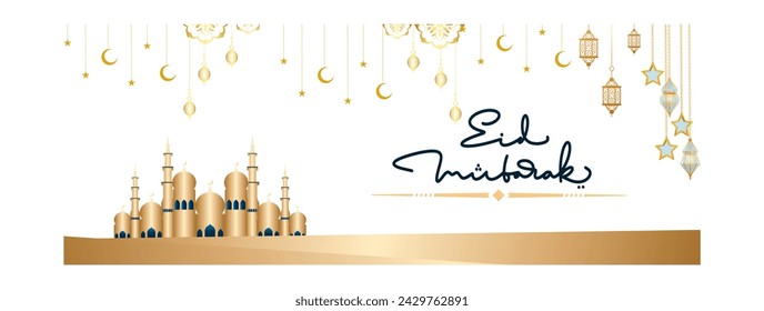 ilustración de eid mubarak con estilo musulmán, diseño de ilustración de ramadán