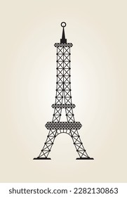 Illustration of the Eiffel Tower in a cool, unique and stylish style. Landmark of Paris, France. Fun and elegant graphic design. Editable vector file.