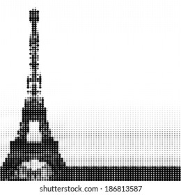 Illustration of Eiffel tower in halftone style