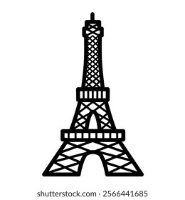 Illustration of the Eiffel Tower icon in the city of Paris, France