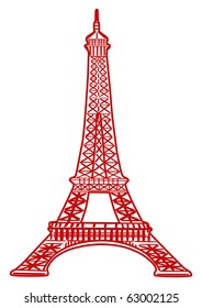 illustration of Eiffel tower in red color