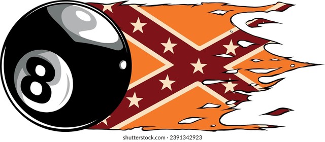 illustration of eight ball with confederate flag