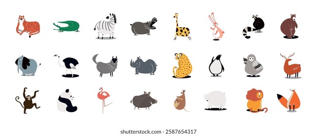 Illustration of eight cat faces with various fur patterns and colors, including orange, gray, black, and white. Cute and diverse cat illustrations. Animal illustrations, isolated element vector set.