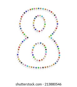illustration of eight number created with pushpin 