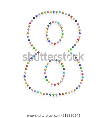 illustration of eight number created with pushpin 