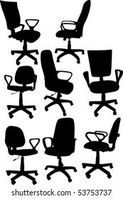 illustration with eight office chairs isolated on white background