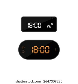ilustração de às dezoito horas sinal de ícone de relógio digital e símbolo. ícone colorido para design de site