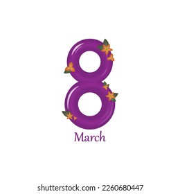 illustration for the eighth of march .Flowers on the number eight
