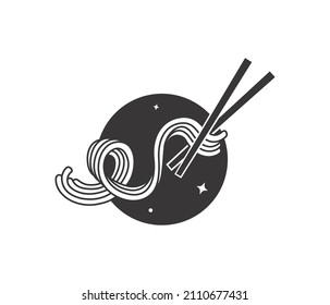 illustration elastic noodle doodle with chopsticks