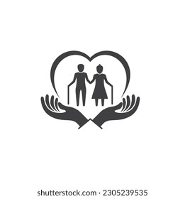 illustration of elder care, vector art.