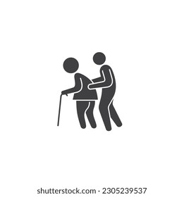 illustration of elder care, vector art.